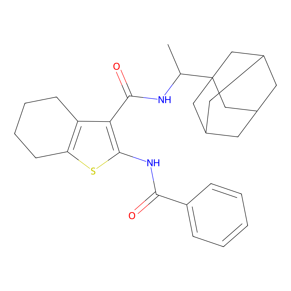 N-[1-(1-adamantyl)ethyl]-2-(benzoylamino)-4,5,6,7-tetrahydro-1-benzothiophene-3-carboxamide molecular structure, CAS 333774-50-8