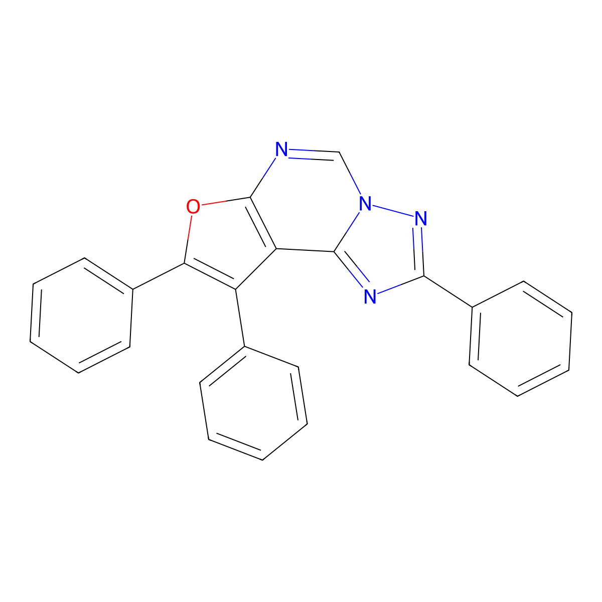 2,8,9-Triphenylfuro[3,2-e][1,2,4]triazolo[1,5-c]pyrimidine molecular structure, CAS 333774-61-1