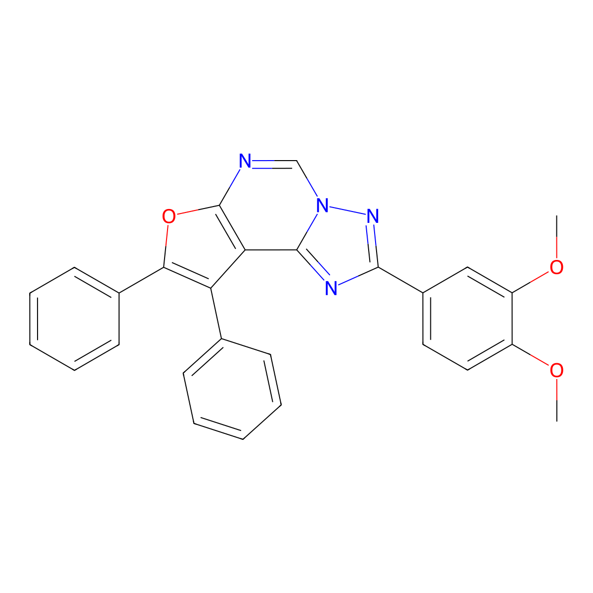 2-(3,4-Dimethoxyphenyl)-8,9-diphenylfuro[3,2-e][1,2,4]triazolo[1,5-c]pyrimidine molecular structure, CAS 333774-70-2