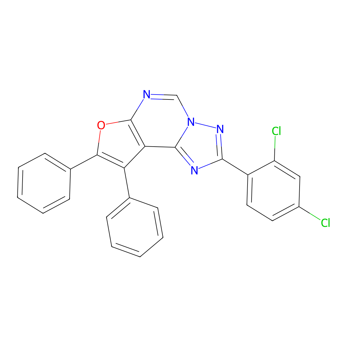 2-(2,4-Dichlorophenyl)-8,9-diphenylfuro[3,2-e][1,2,4]triazolo[1,5-c]pyrimidine molecular structure, CAS 333775-10-3