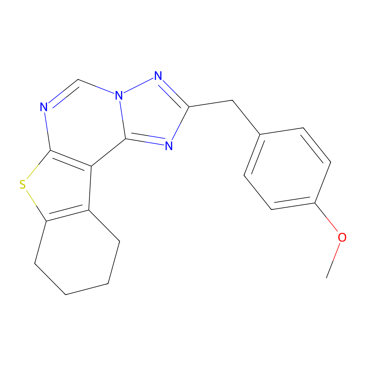 2-(4-Methoxybenzyl)-8,9,10,11-tetrahydro[1]benzothieno[3,2-e][1,2,4]triazolo[1,5-c]pyrimidine molecular structure, CAS 333775-11-4