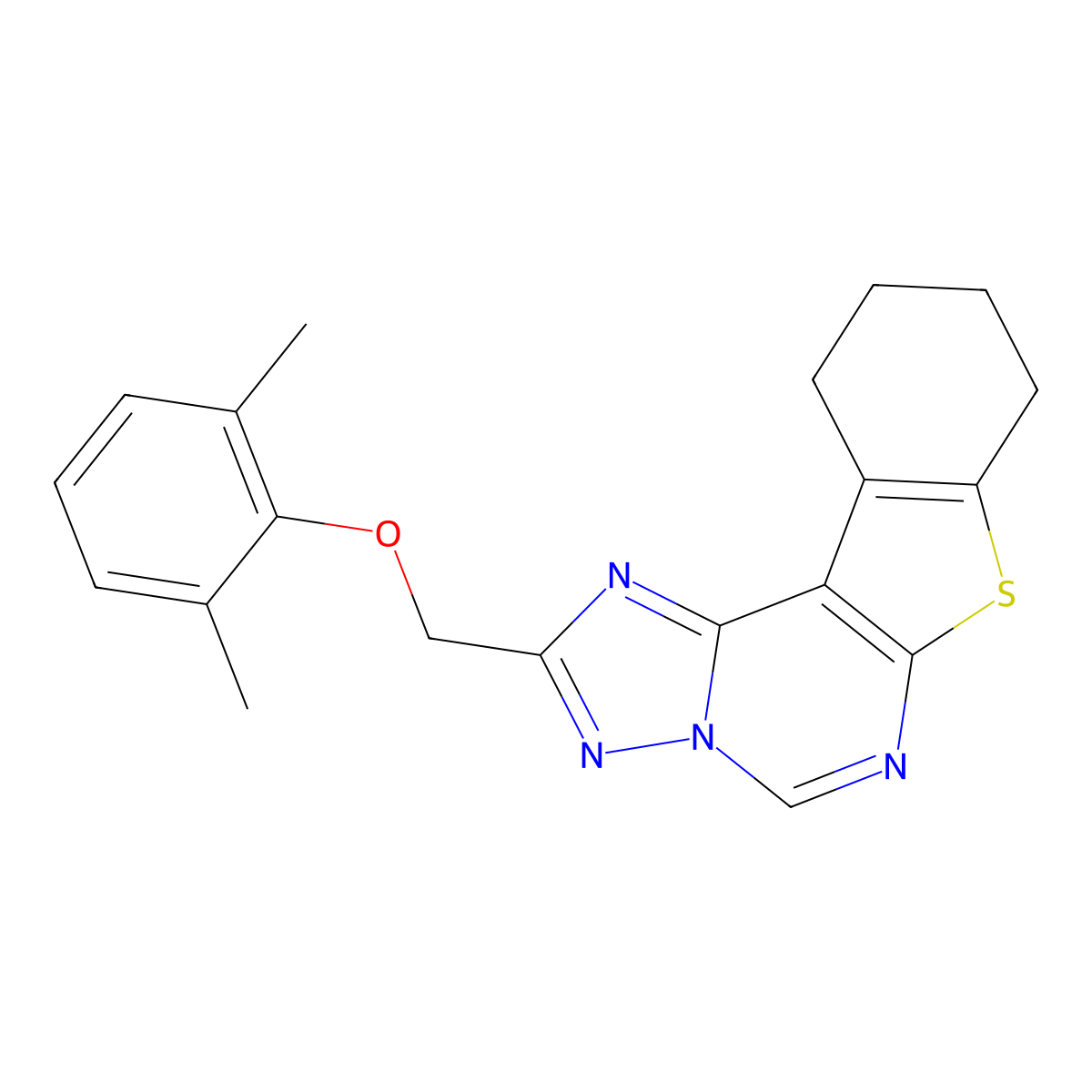 2-[(2,6-Dimethylphenoxy)methyl]-8,9,10,11-tetrahydro[1]benzothieno[3,2-e][1,2,4]triazolo[1,5-c]pyrimidine molecular structure, CAS 333775-17-0
