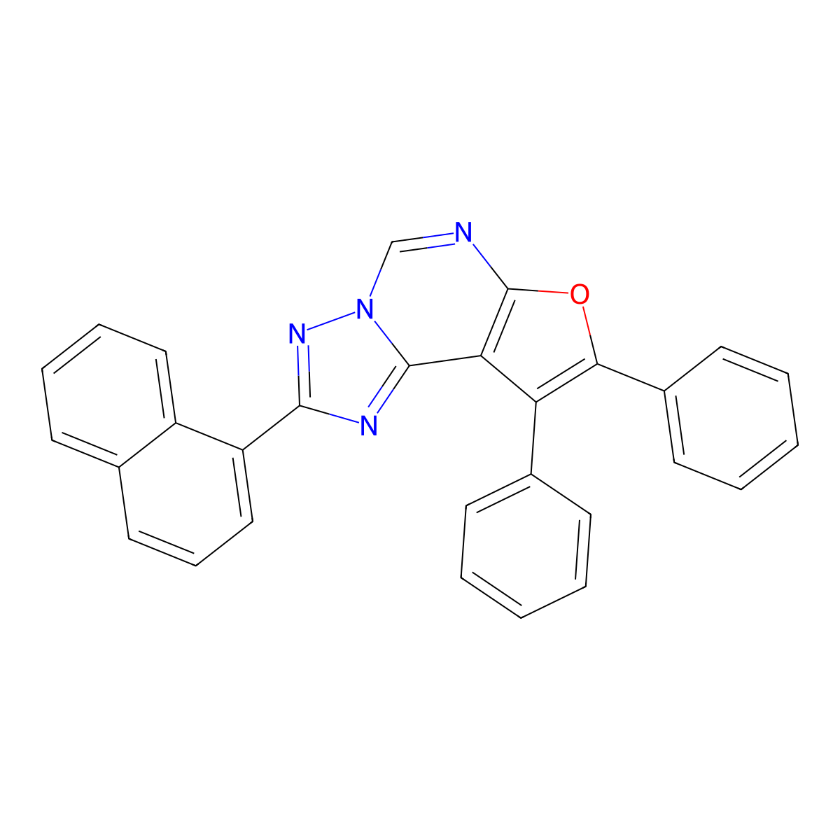 2-(1-Naphthyl)-8,9-diphenylfuro[3,2-e][1,2,4]triazolo[1,5-c]pyrimidine molecular structure, CAS 333775-19-2