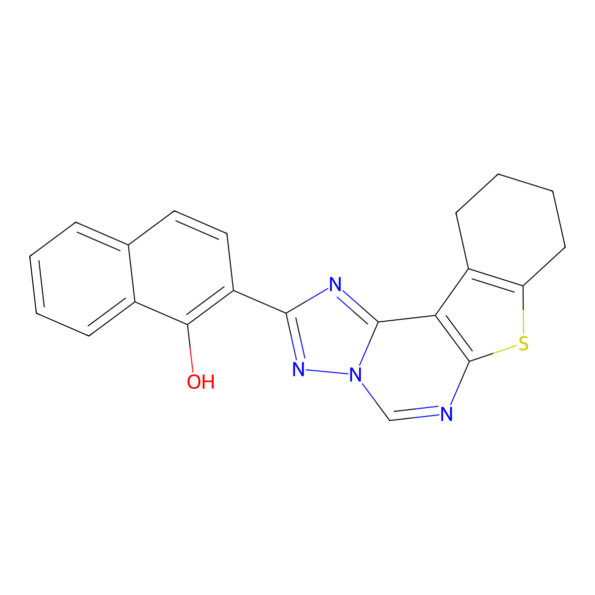 2-(8,9,10,11-Tetrahydro[1]benzothieno[3,2-e][1,2,4]triazolo[1,5-c]pyrimidin-2-yl)-1-naphthol molecular structure, CAS 333775-24-9