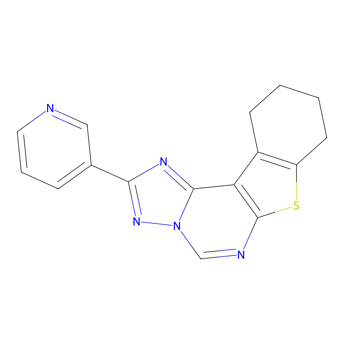 2-(Pyridin-3-yl)-8,9,10,11-tetrahydrobenzo[4,5]thieno[3,2-e][1,2,4]triazolo[1,5-c]pyrimidine molecular structure, CAS 333775-29-4
