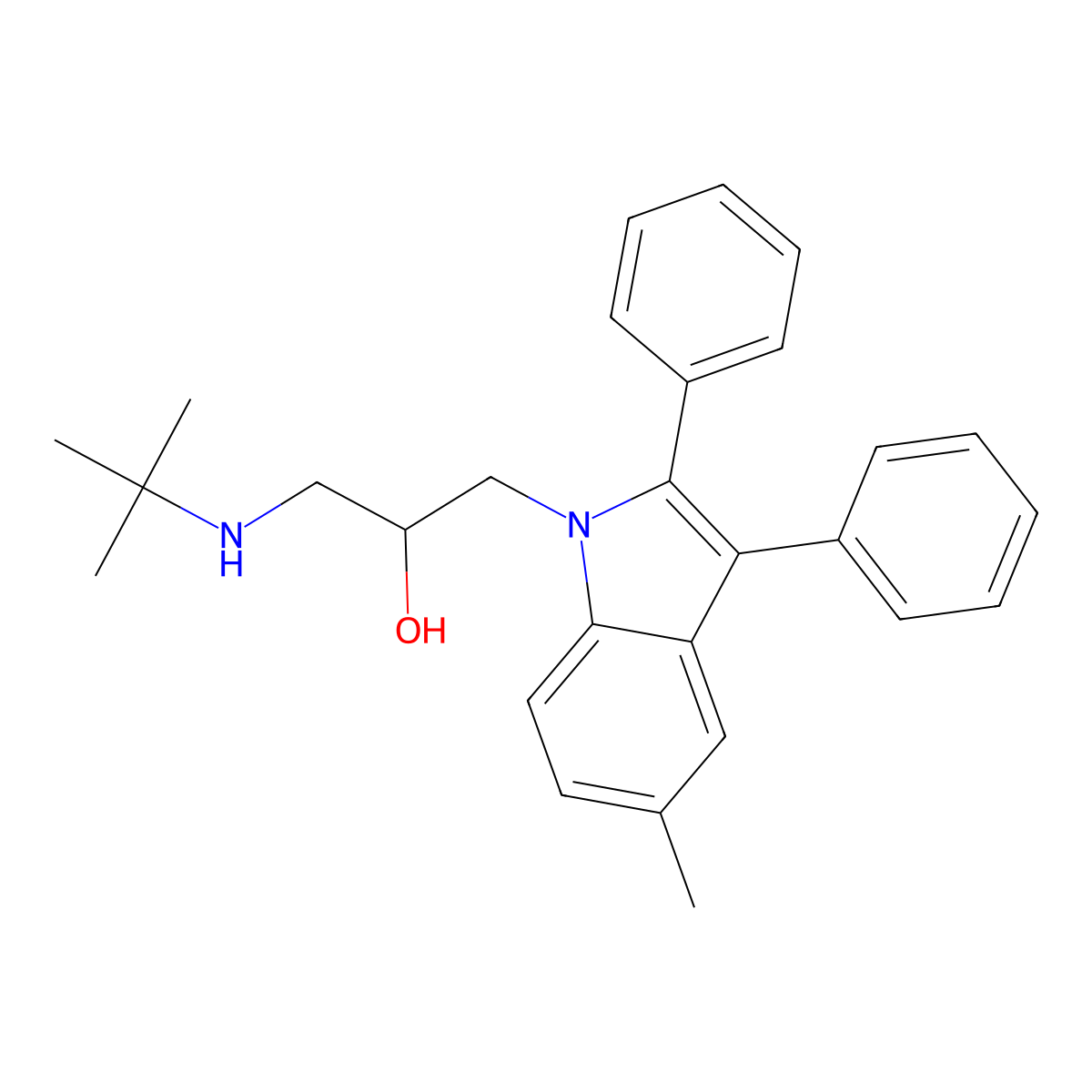 1-tert-Butylamino-3-(5-methyl-2,3-diphenyl-indol-1-yl)-propan-2-ol molecular structure, CAS 333775-73-8