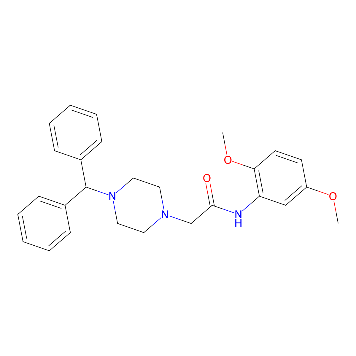 N-(2,5-Dimethoxyphenyl)-2-(4-(diphenylmethyl)piperazinyl)ethanamide molecular structure, CAS 333775-80-7