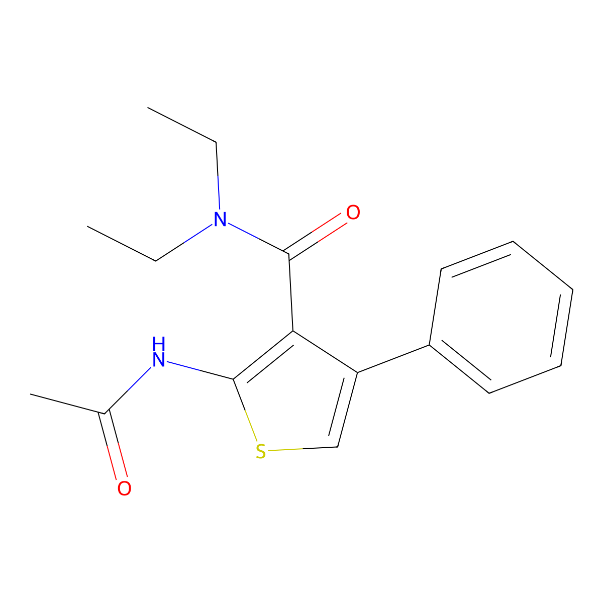 2-acetamido-N,N-diethyl-4-phenylthiophene-3-carboxamide molecular structure, CAS 333776-33-3