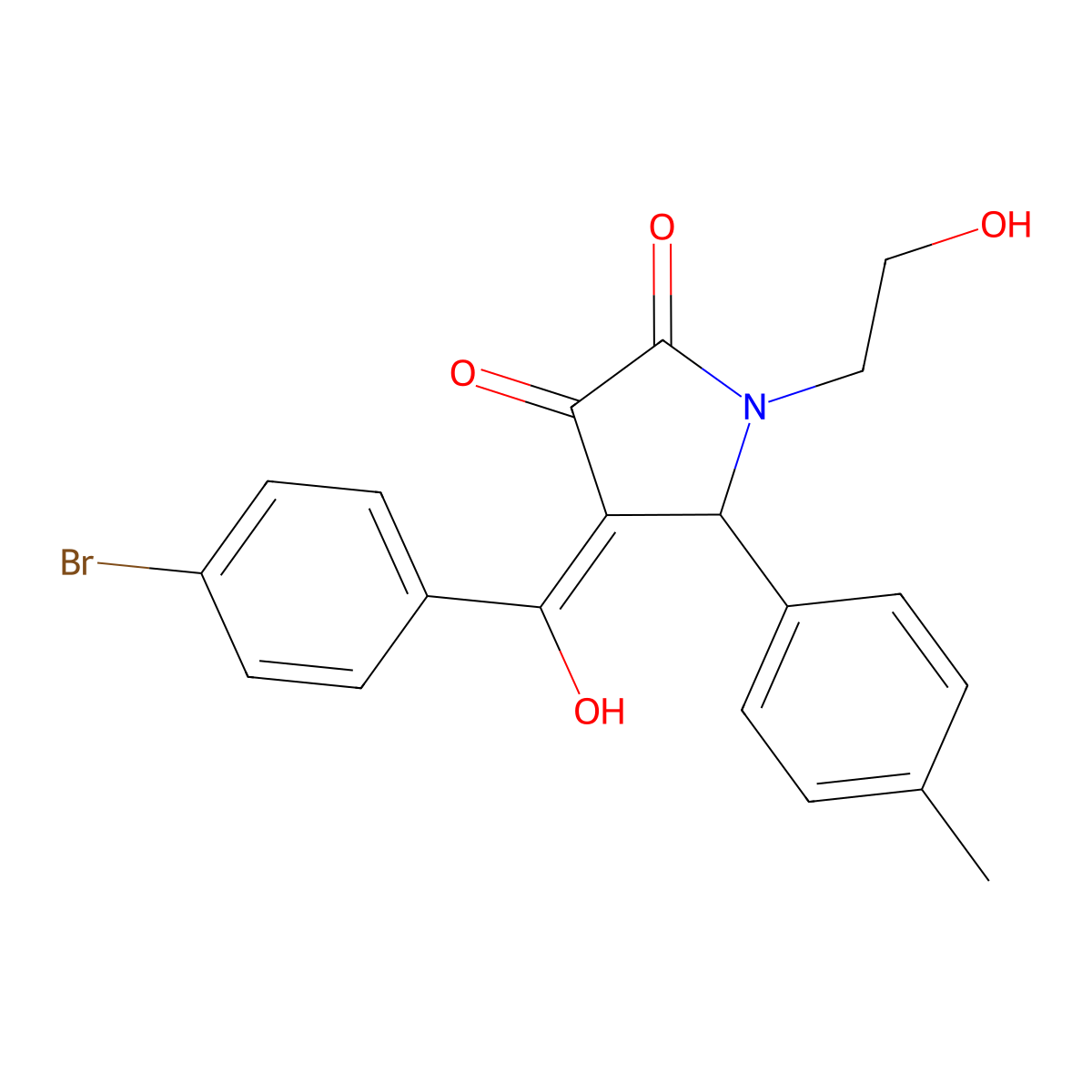 4-[(4-Bromophenyl)-hydroxymethylidene]-1-(2-hydroxyethyl)-5-(4-methylphenyl)pyrrolidine-2,3-dione molecular structure, CAS 333776-73-1