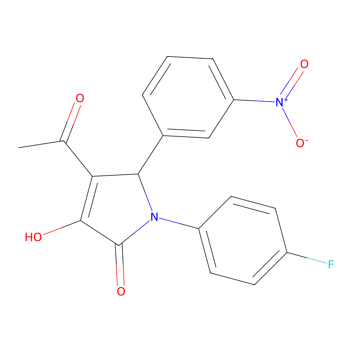 3-acetyl-1-(4-fluorophenyl)-4-hydroxy-2-(3-nitrophenyl)-2H-pyrrol-5-one molecular structure, CAS 333777-52-9