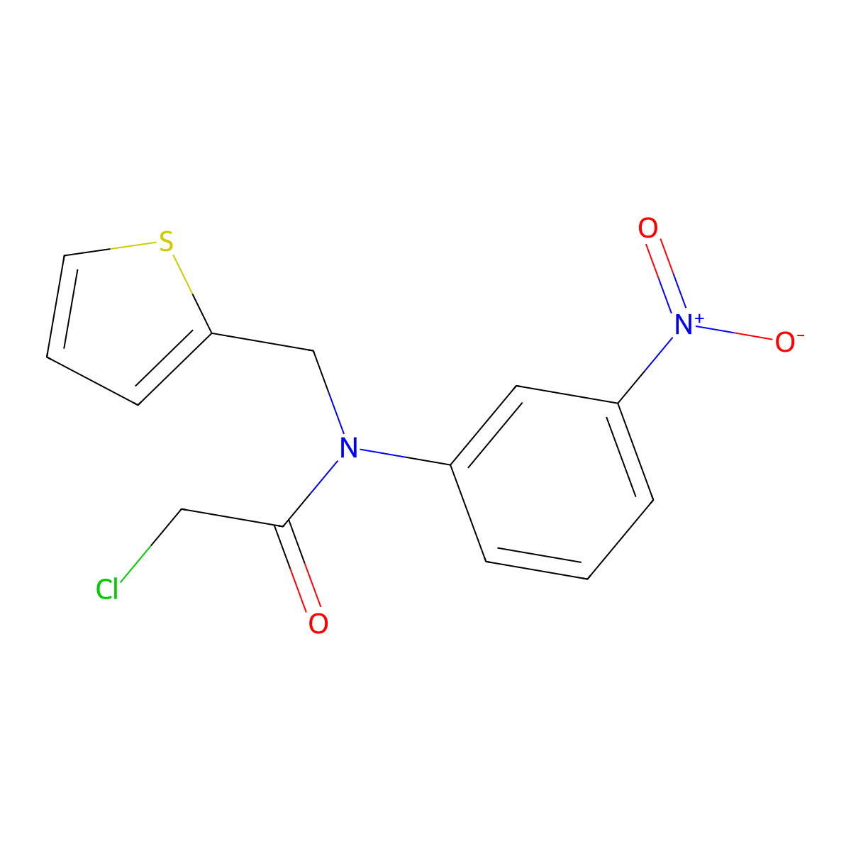 2-Chloro-N-(3-nitro-phenyl)-N-thiophen-2-ylmethyl-acetamide molecular structure, CAS 333778-31-7