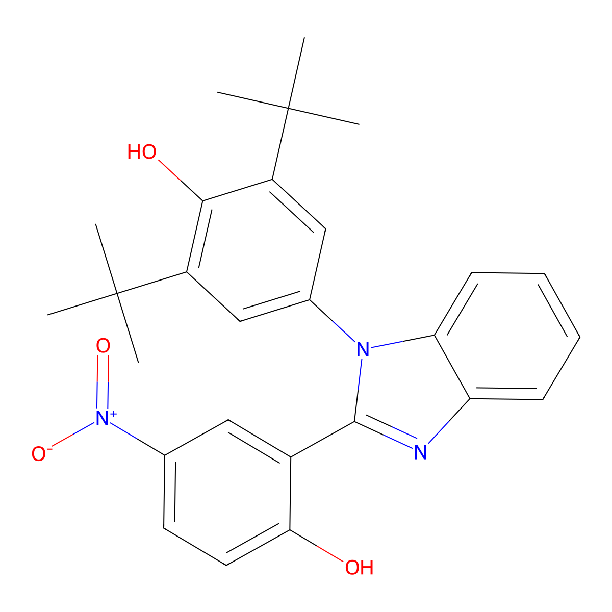 2,6-Bis(tert-butyl)-4-[2-(2-hydroxy-5-nitrophenyl)benzimidazolyl]phenol molecular structure, CAS 333778-51-1
