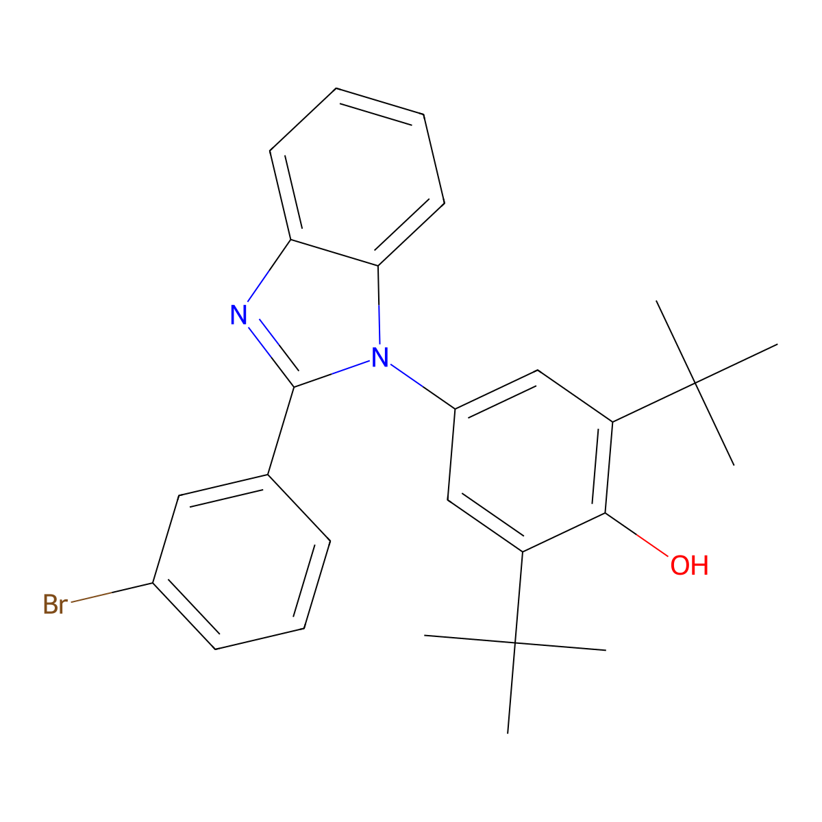 4-[2-(3-Bromophenyl)benzimidazol-1-yl]-2,6-ditert-butylphenol molecular structure, CAS 333778-52-2