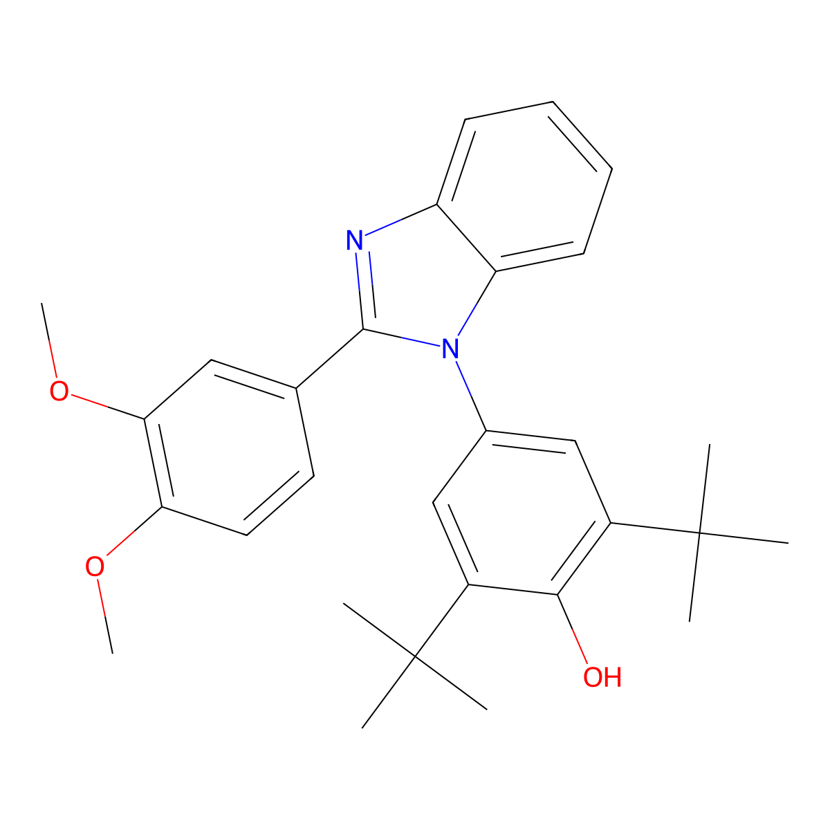 2,6-Ditert-butyl-4-[2-(3,4-dimethoxyphenyl)benzimidazol-1-yl]phenol molecular structure, CAS 333778-55-5