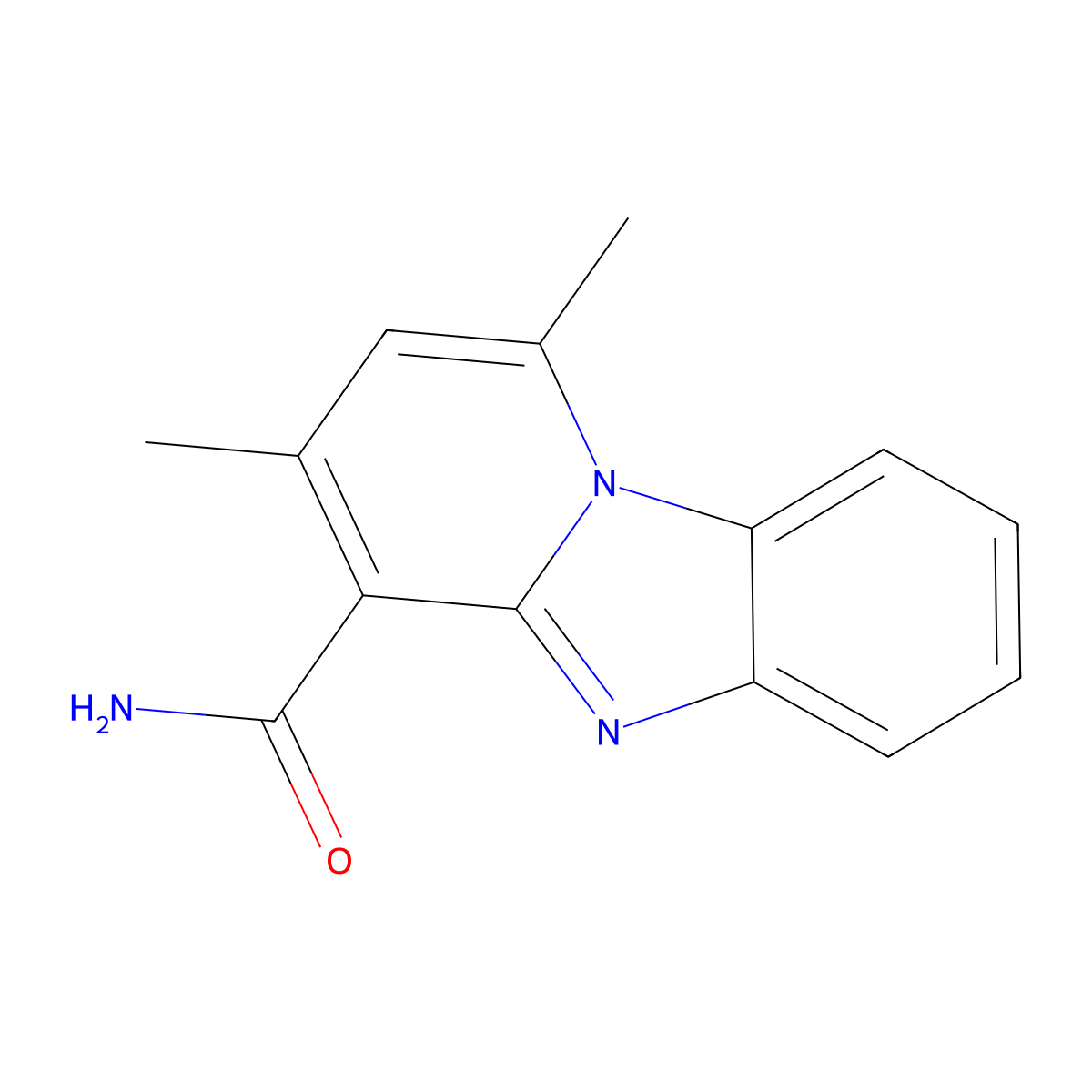 1,3-Dimethylpyrido[1,2-a]benzimidazole-4-carboxamide molecular structure, CAS 333778-77-1