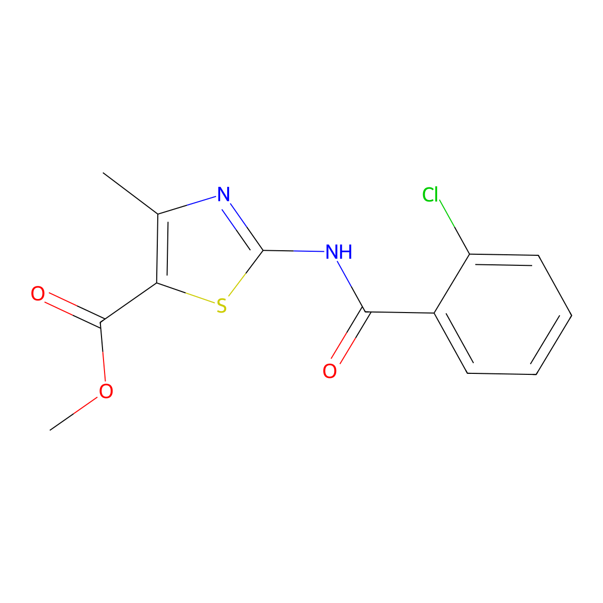 Methyl 2-[(2-chlorobenzoyl)amino]-4-methyl-1,3-thiazole-5-carboxylate molecular structure, CAS 333779-19-4
