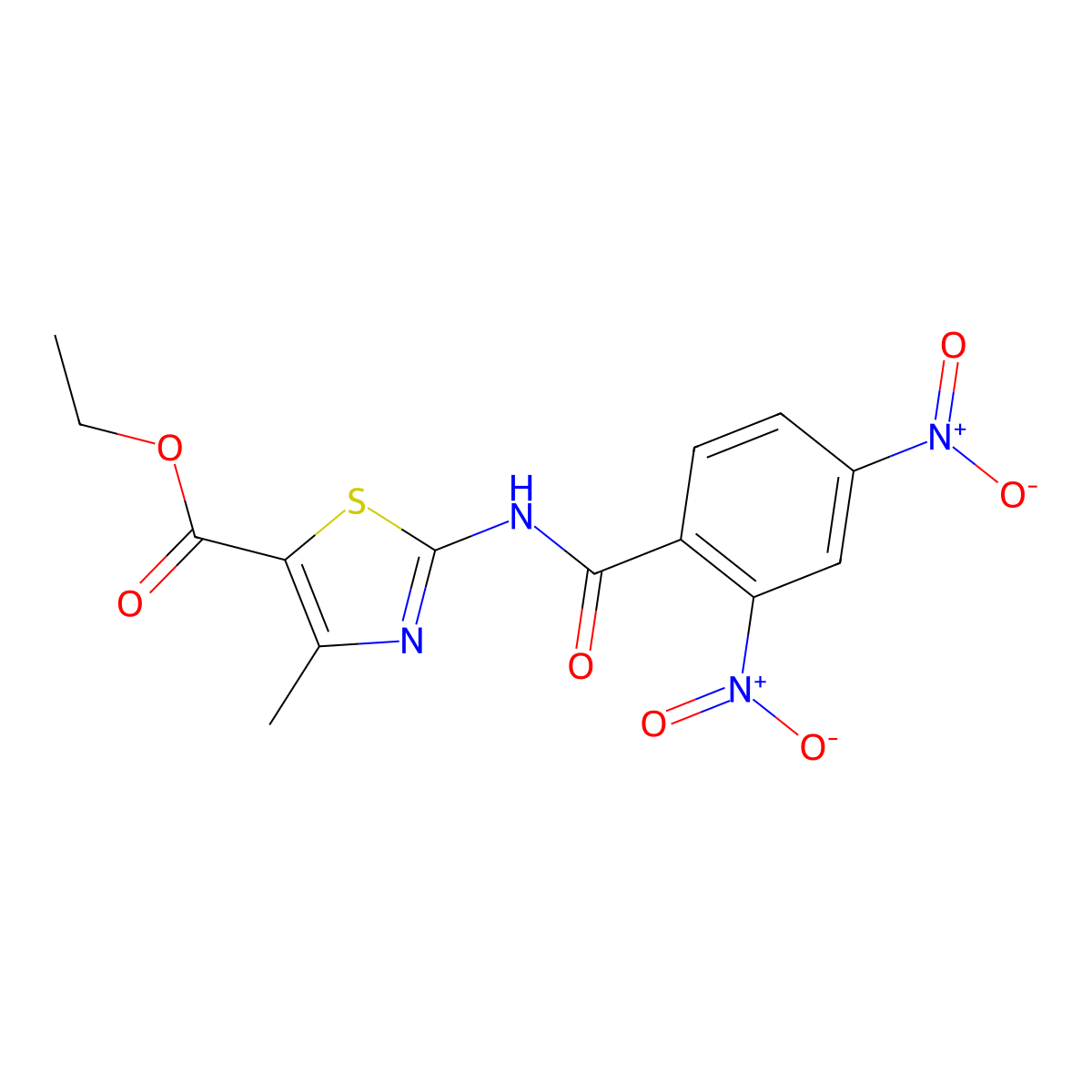 Ethyl 2-(2,4-dinitrobenzamido)-4-methylthiazole-5-carboxylate molecular structure, CAS 333779-29-6