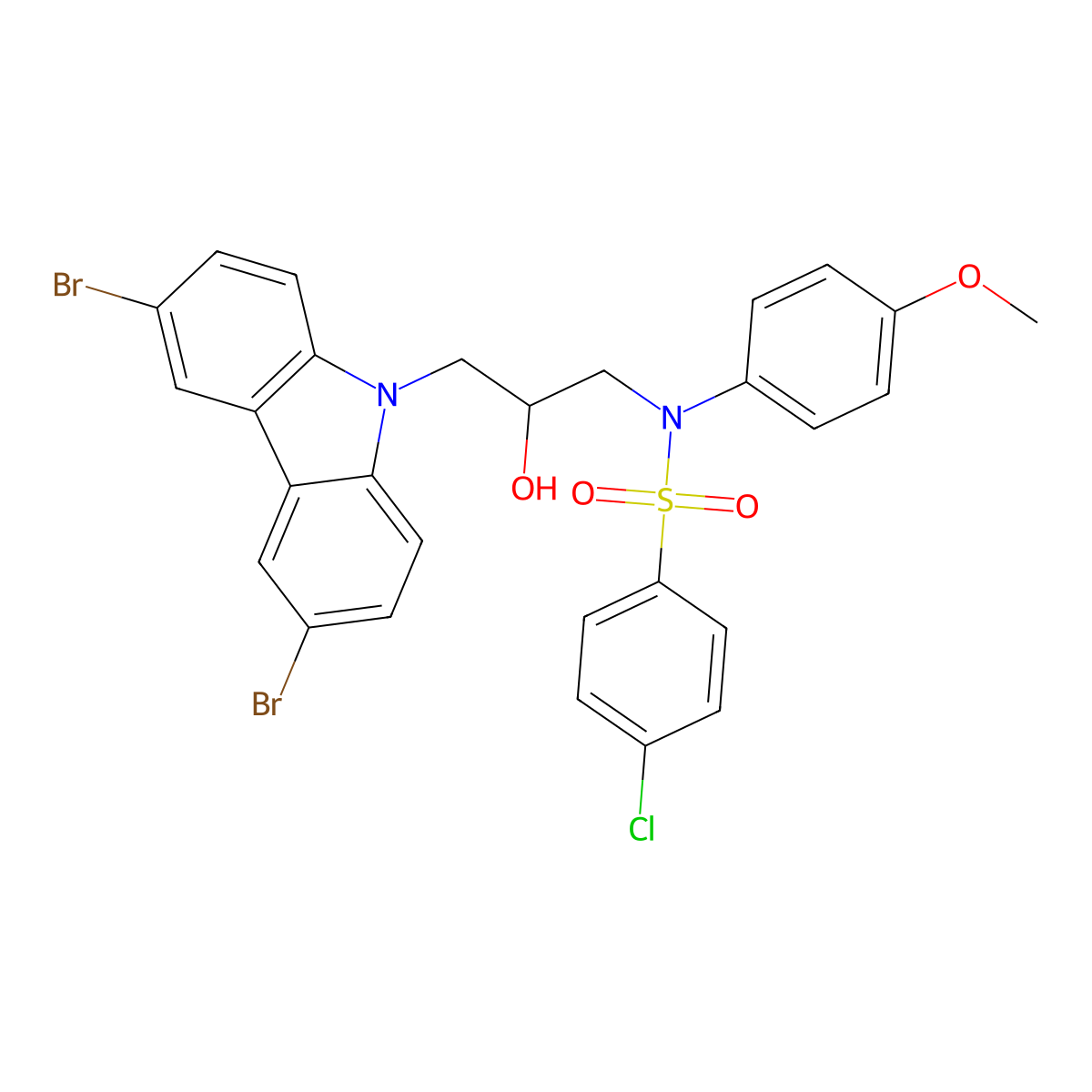 4-chloro-N-(3-(3,6-dibromo-9H-carbazol-9-yl)-2-hydroxypropyl)-N-(4-methoxyphenyl)benzenesulfonamide molecular structure, CAS 333779-39-8