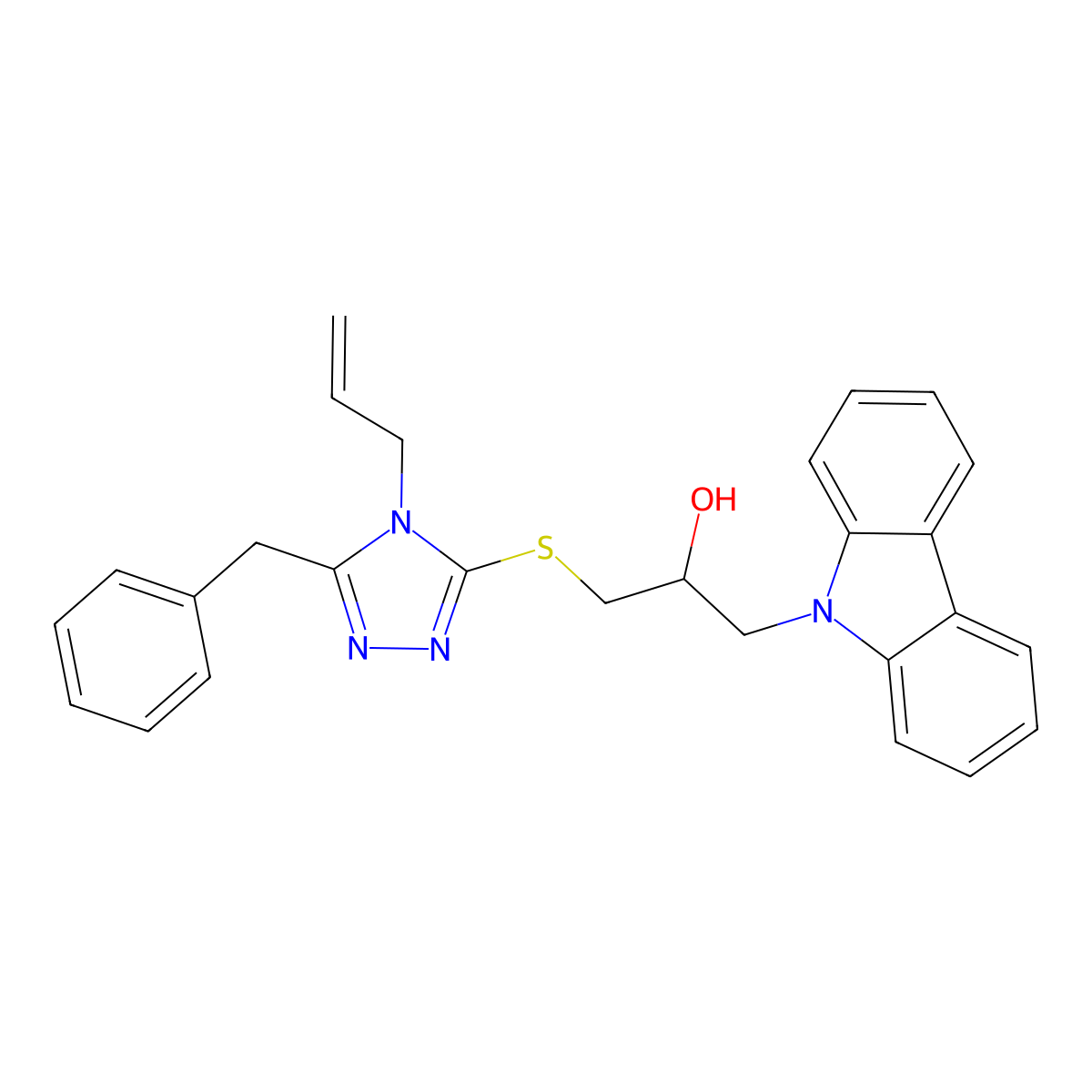 1-[(5-Benzyl-4-prop-2-enyl-1,2,4-triazol-3-yl)sulfanyl]-3-carbazol-9-ylpropan-2-ol molecular structure, CAS 333779-41-2