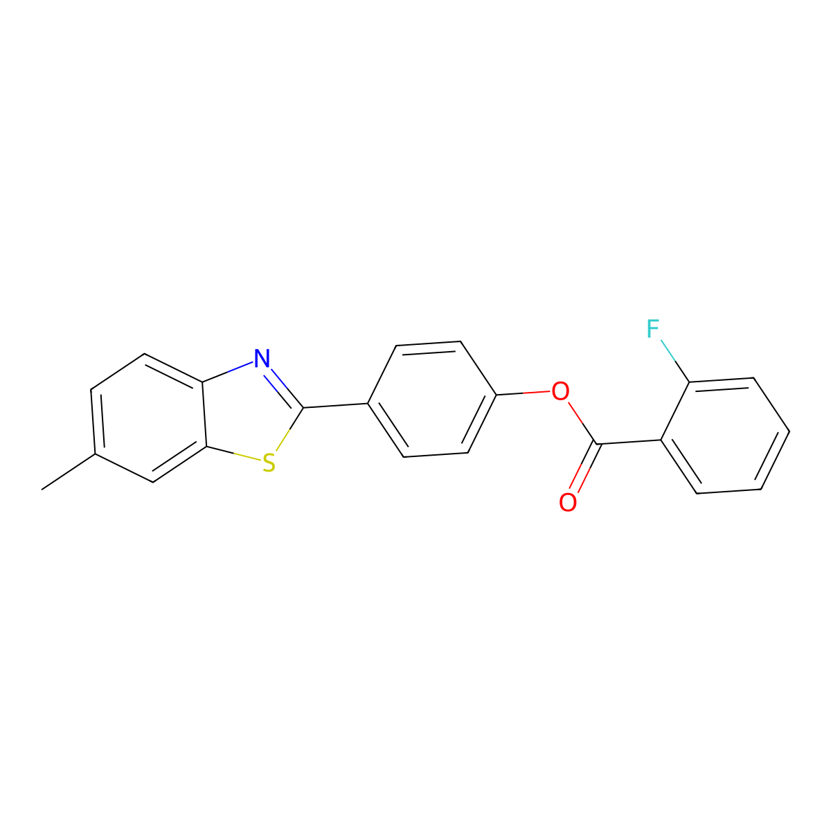 4-(6-Methyl-1,3-benzothiazol-2-yl)phenyl 2-fluorobenzoate molecular structure, CAS 333779-62-7