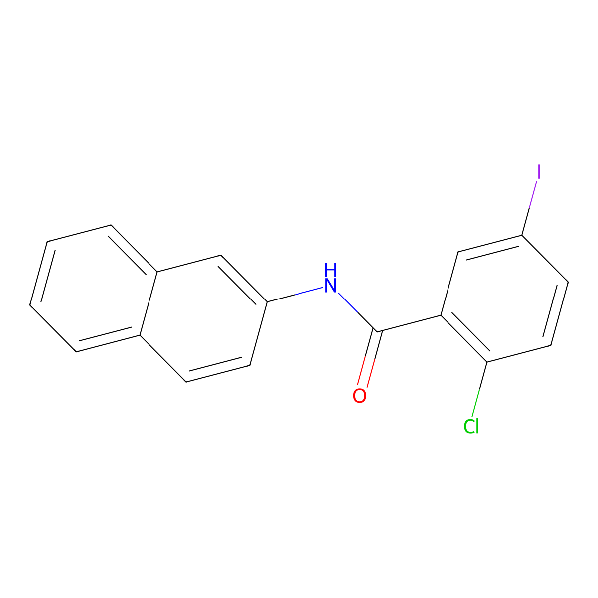 2-Chloro-5-iodo-N-naphthalen-2-yl-benzamide molecular structure, CAS 333779-83-2