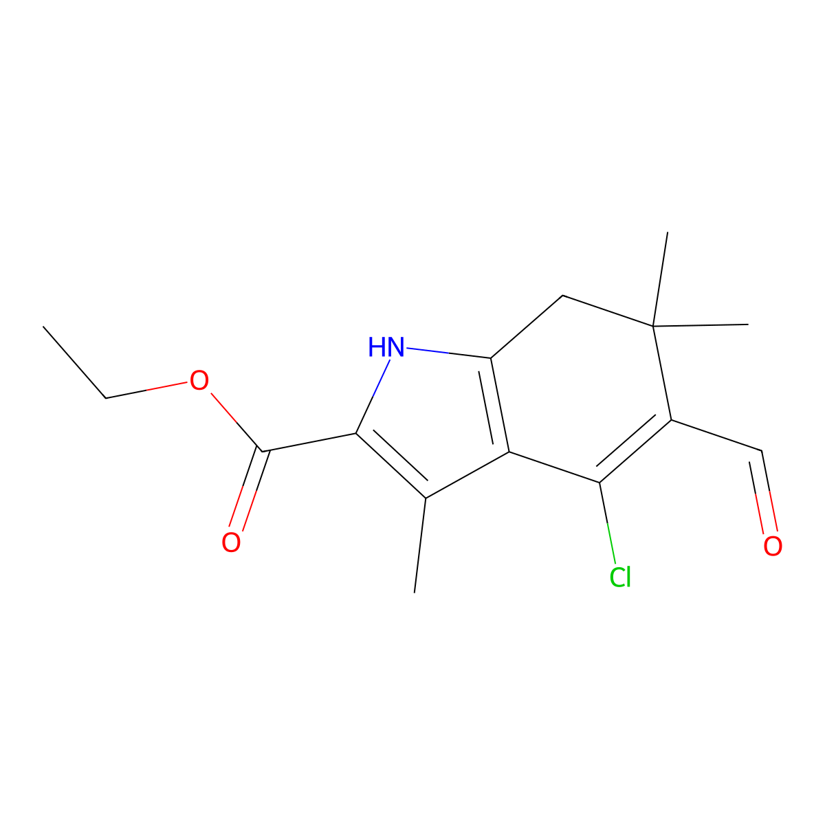 4-Chloro-5-formyl-3,6,6-trimethyl-6,7-dihydro-1H-indole-2-carboxylic acid ethyl ester molecular structure, CAS 333780-20-4