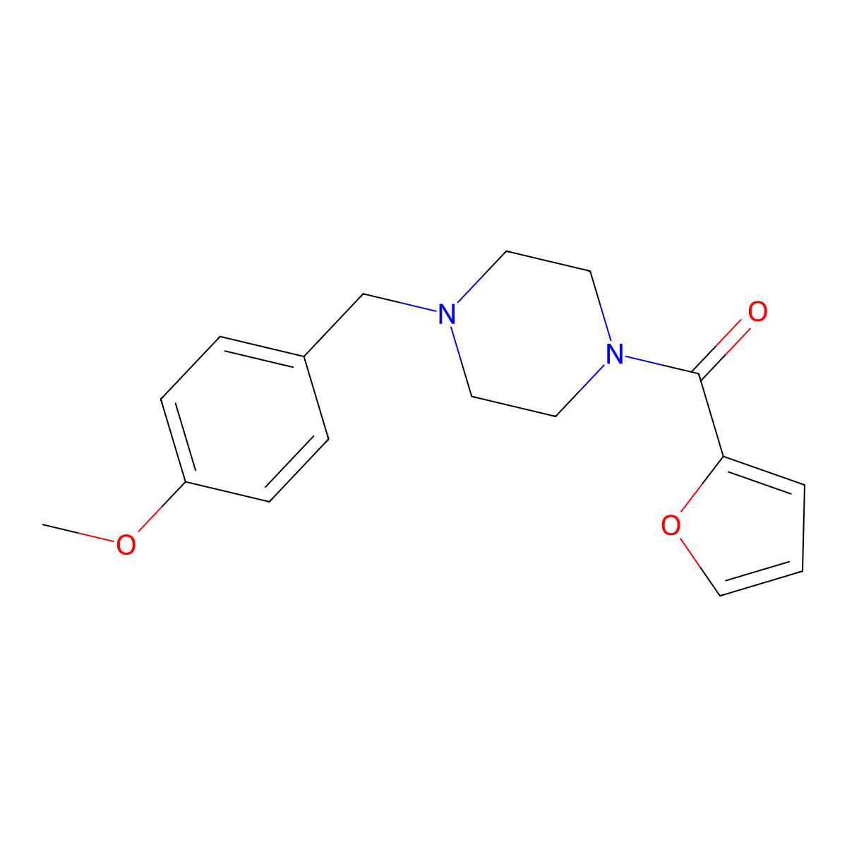 Furan-2-yl-[4-[(4-methoxyphenyl)methyl]piperazin-1-yl]methanone molecular structure, CAS 333780-34-0