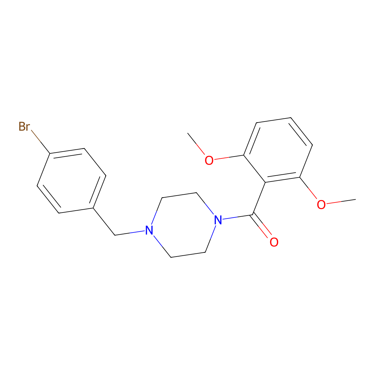 [4-[(4-Bromophenyl)methyl]piperazin-1-yl]-(2,6-dimethoxyphenyl)methanone molecular structure, CAS 333780-58-8
