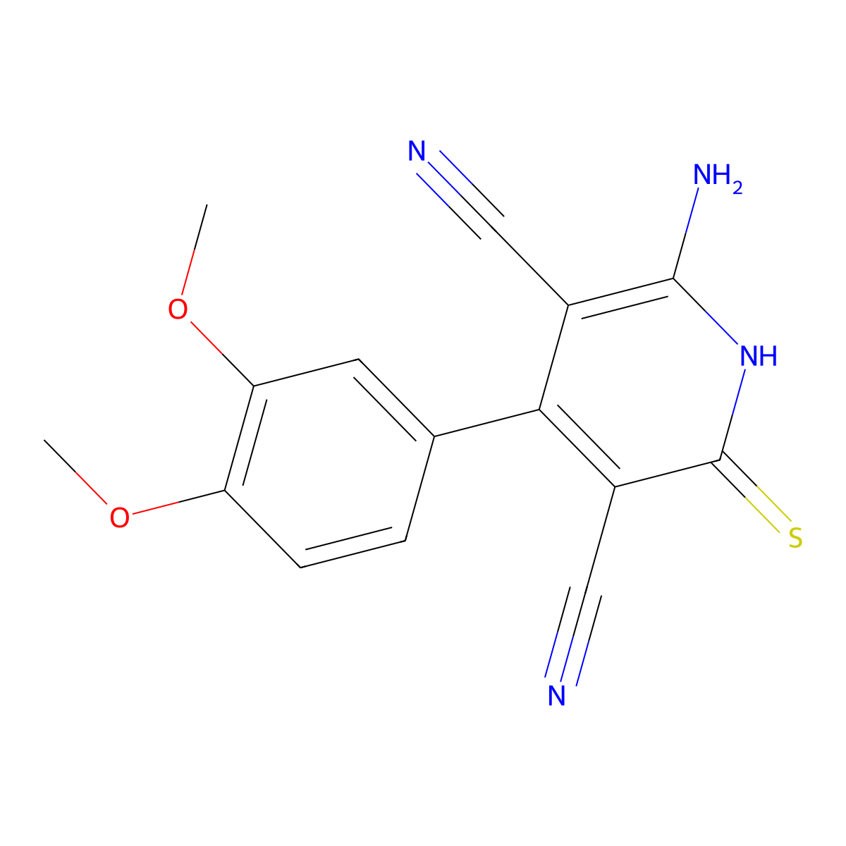 6-Amino-4-(3,4-dimethoxyphenyl)-2-thioxo-1,2-dihydropyridine-3,5-dicarbonitrile molecular structure, CAS 333782-81-3