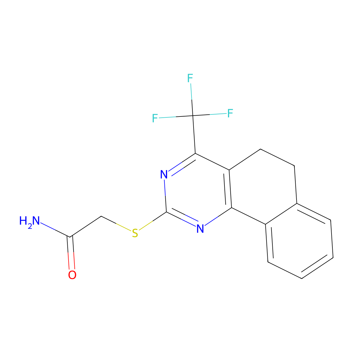 2-[[4-(Trifluoromethyl)-5,6-dihydrobenzo[h]quinazolin-2-yl]sulfanyl]acetamide molecular structure, CAS 333784-71-7