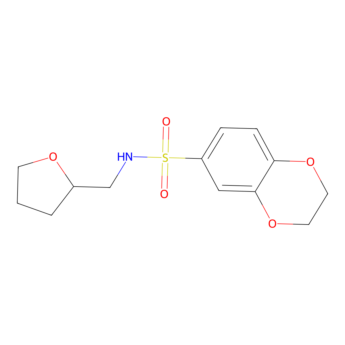 N-(oxolan-2-ylmethyl)-2,3-dihydro-1,4-benzodioxine-6-sulfonamide molecular structure, CAS 333785-24-3