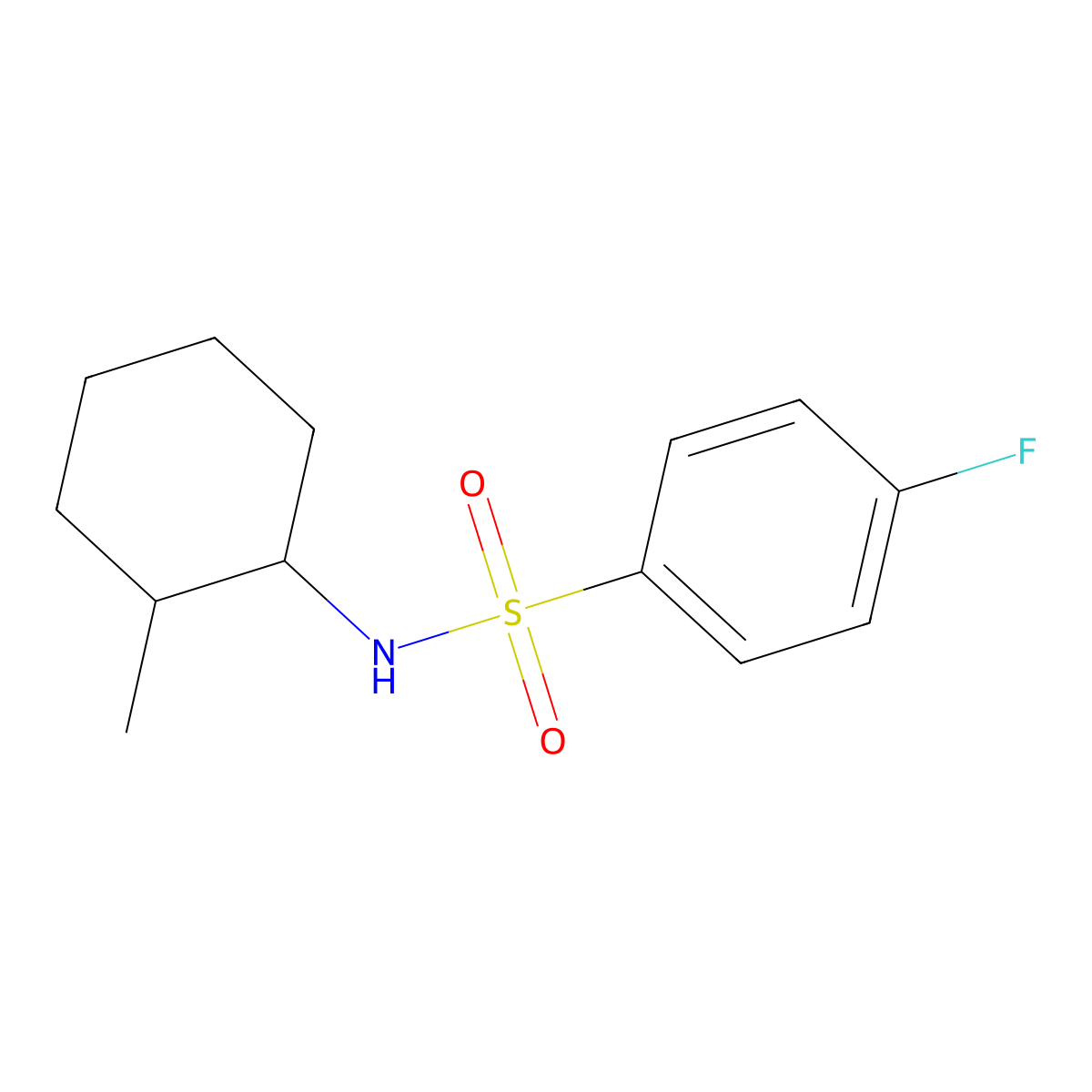 4-fluoro-N-(2-methylcyclohexyl)benzenesulfonamide molecular structure, CAS 333785-57-2