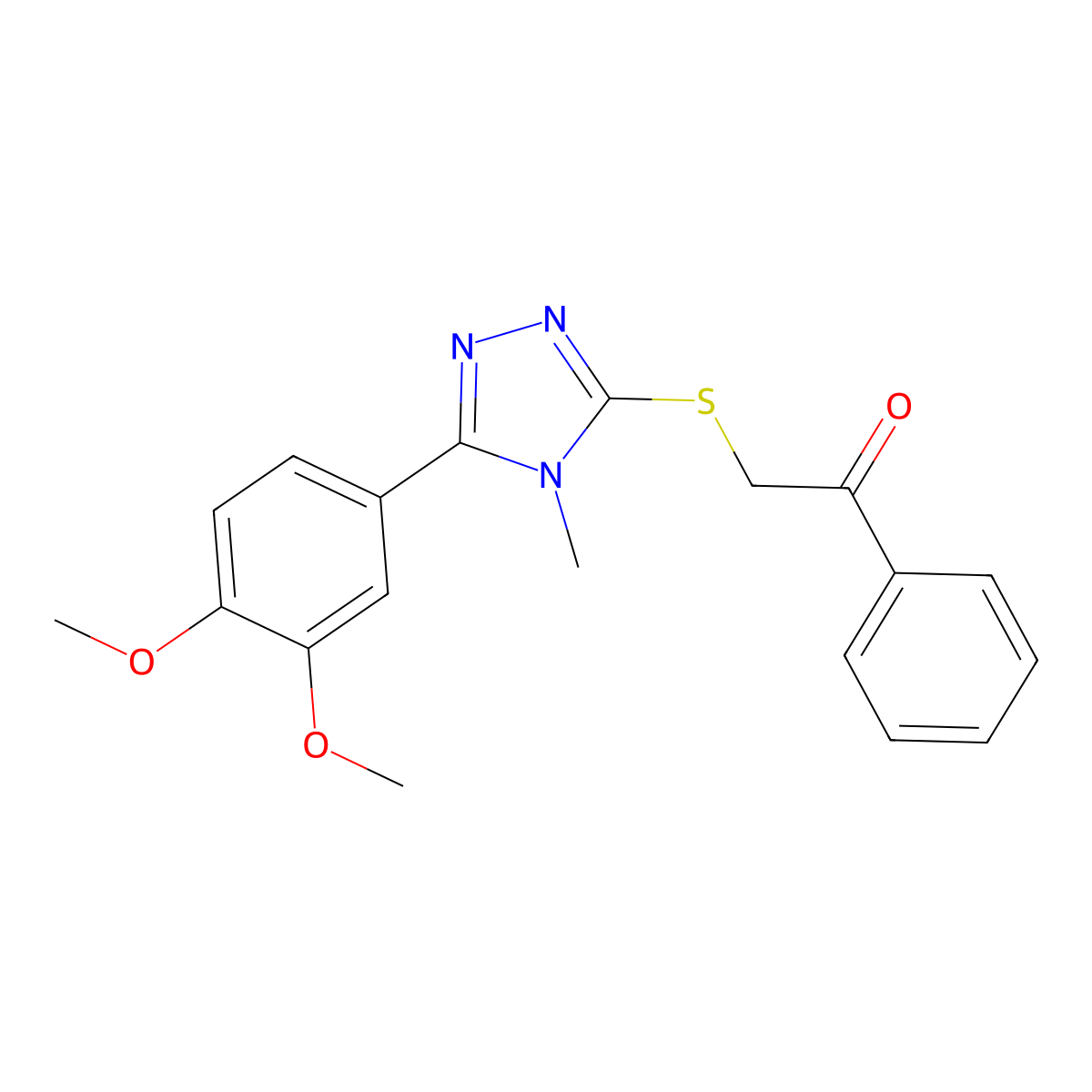 2-((5-(3,4-dimethoxyphenyl)-4-methyl-4H-1,2,4-triazol-3-yl)thio)-1-phenylethanone molecular structure, CAS 333786-36-0