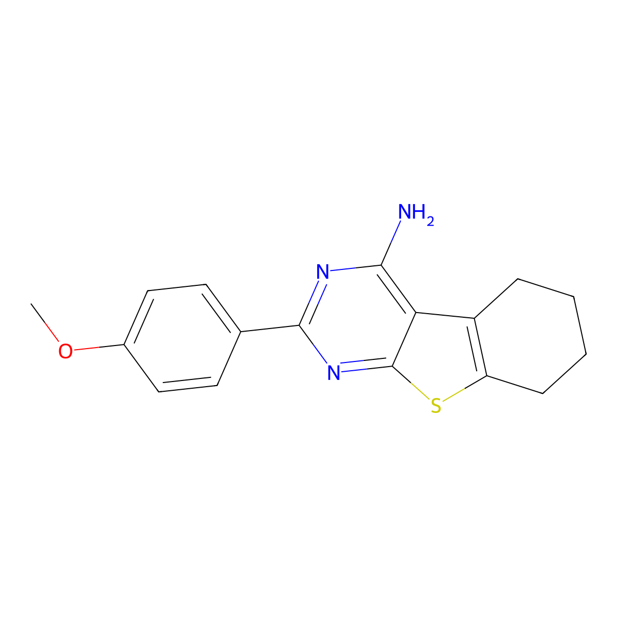2-(4-Methoxyphenyl)-5,6,7,8-tetrahydro[1]benzothieno[2,3-d]pyrimidin-4-amine molecular structure, CAS 333786-73-5