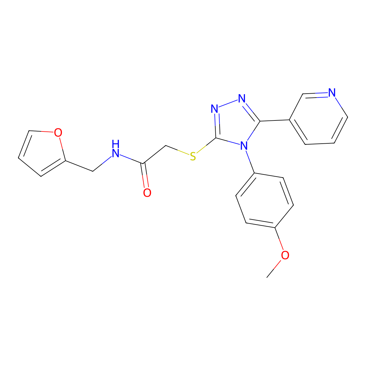 N-(2-Furanylmethyl)-2-[[4-(4-methoxyphenyl)-5-(3-pyridinyl)-4H-1,2,4-triazol-3-yl]thio]acetamide molecular structure, CAS 333786-75-7