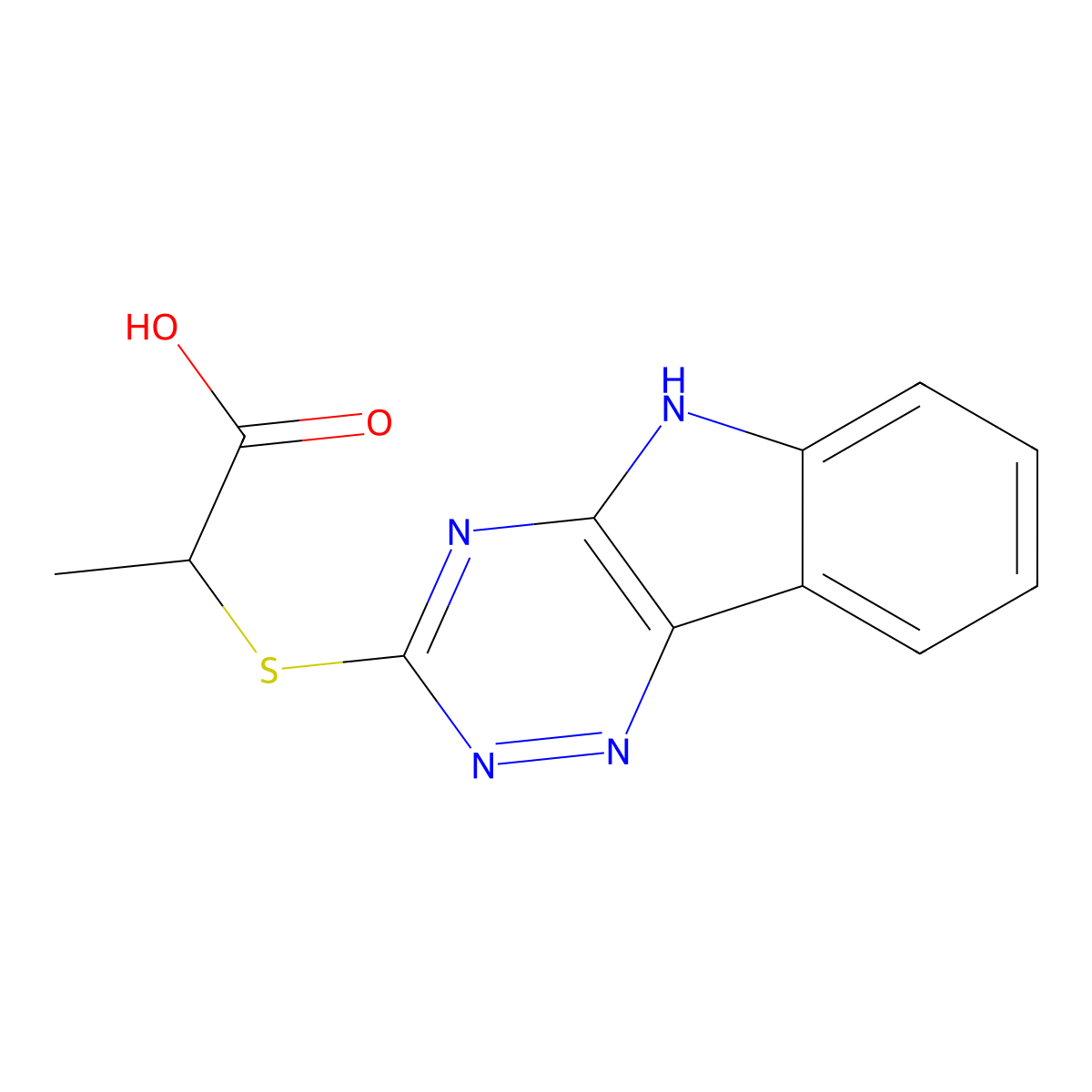 2-(5H-[1,2,4]triazino[5,6-b]indol-3-ylsulfanyl)propanoic acid molecular structure, CAS 333787-61-4