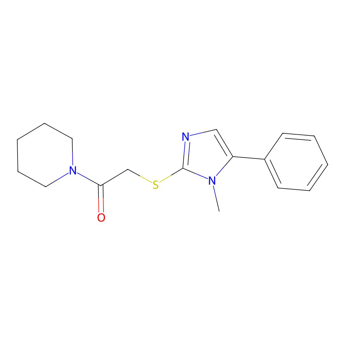 2-(1-Methyl-5-phenylimidazol-2-yl)sulfanyl-1-piperidin-1-ylethanone molecular structure, CAS 333788-39-9