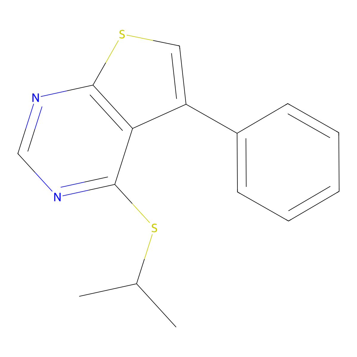 Isopropyl 5-phenylthieno[2,3-d]pyrimidin-4-yl sulfide molecular structure, CAS 333791-34-7