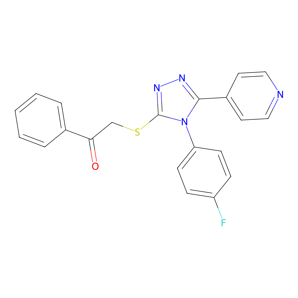 2-[[4-(4-Fluorophenyl)-5-pyridin-4-yl-1,2,4-triazol-3-yl]sulfanyl]-1-phenylethanone molecular structure, CAS 333791-75-6