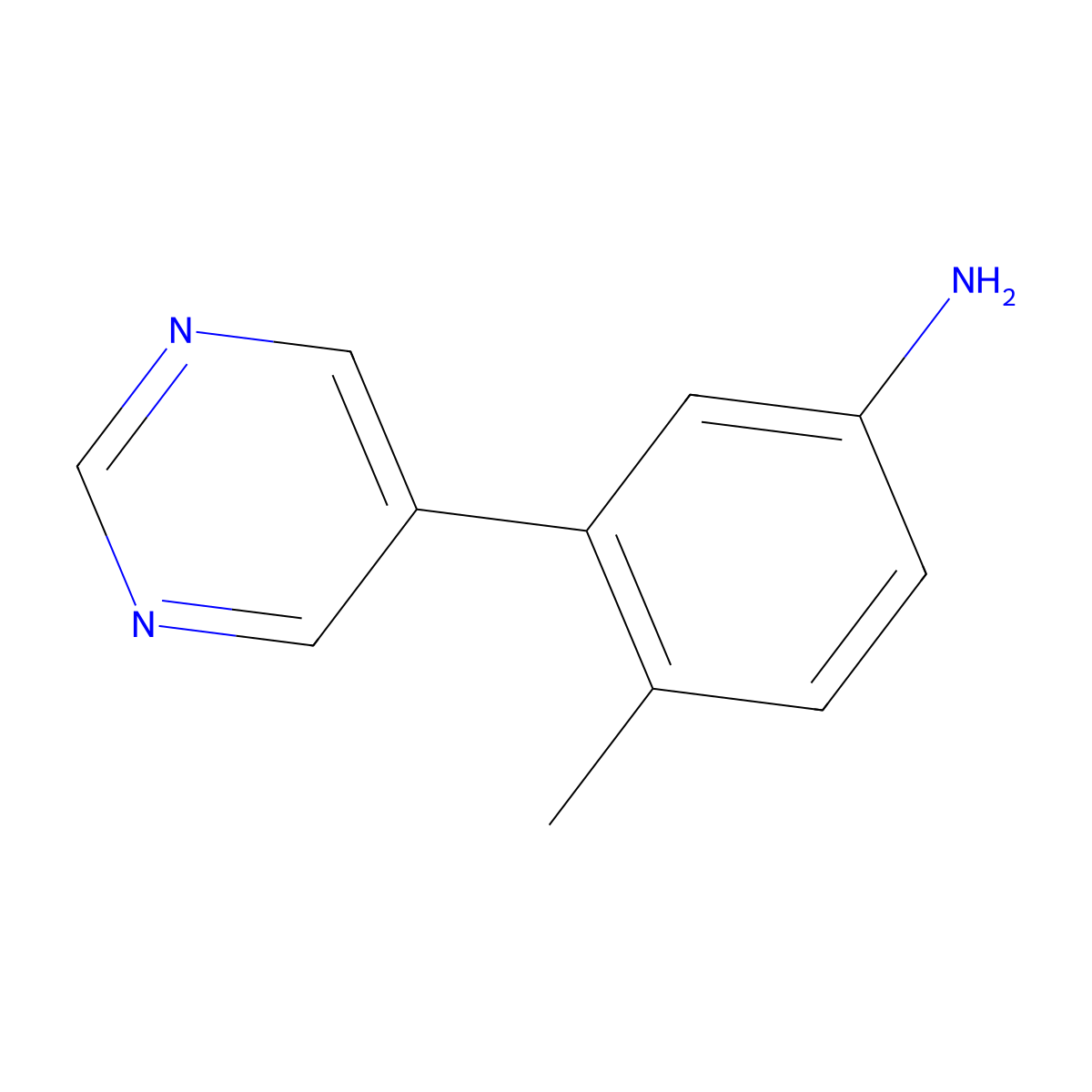 4-Methyl-3-(pyrimidin-5-yl)aniline molecular structure, CAS 333793-14-9
