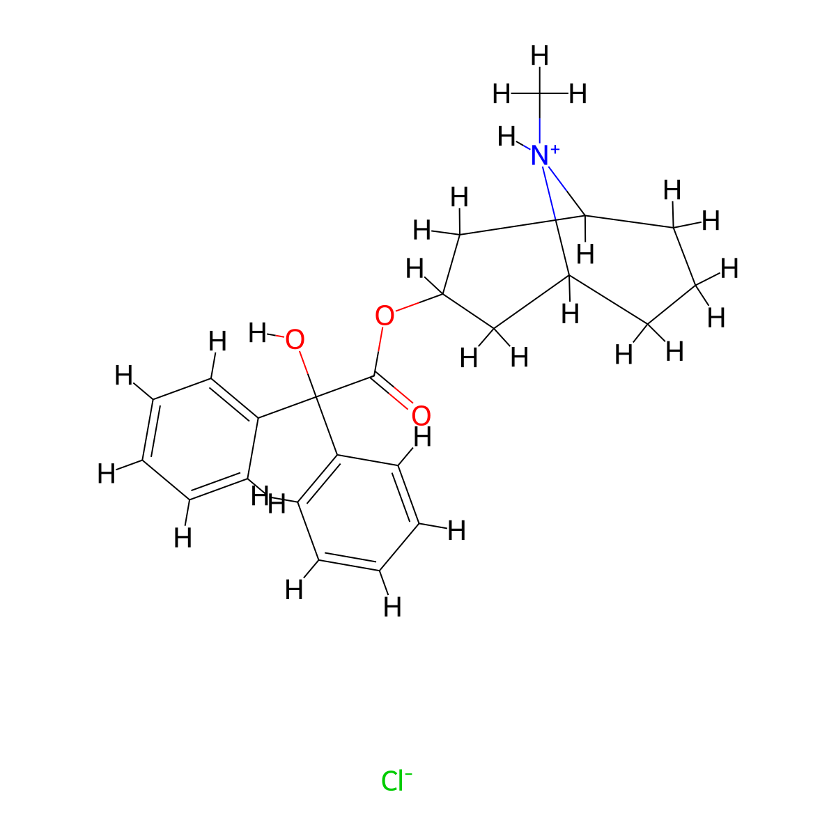 9-Azabicyclo(3.3.1)nonan-3-alpha-ol, 9-methyl-, benzilate (ester), hydrochloride molecular structure, CAS 33383-26-5