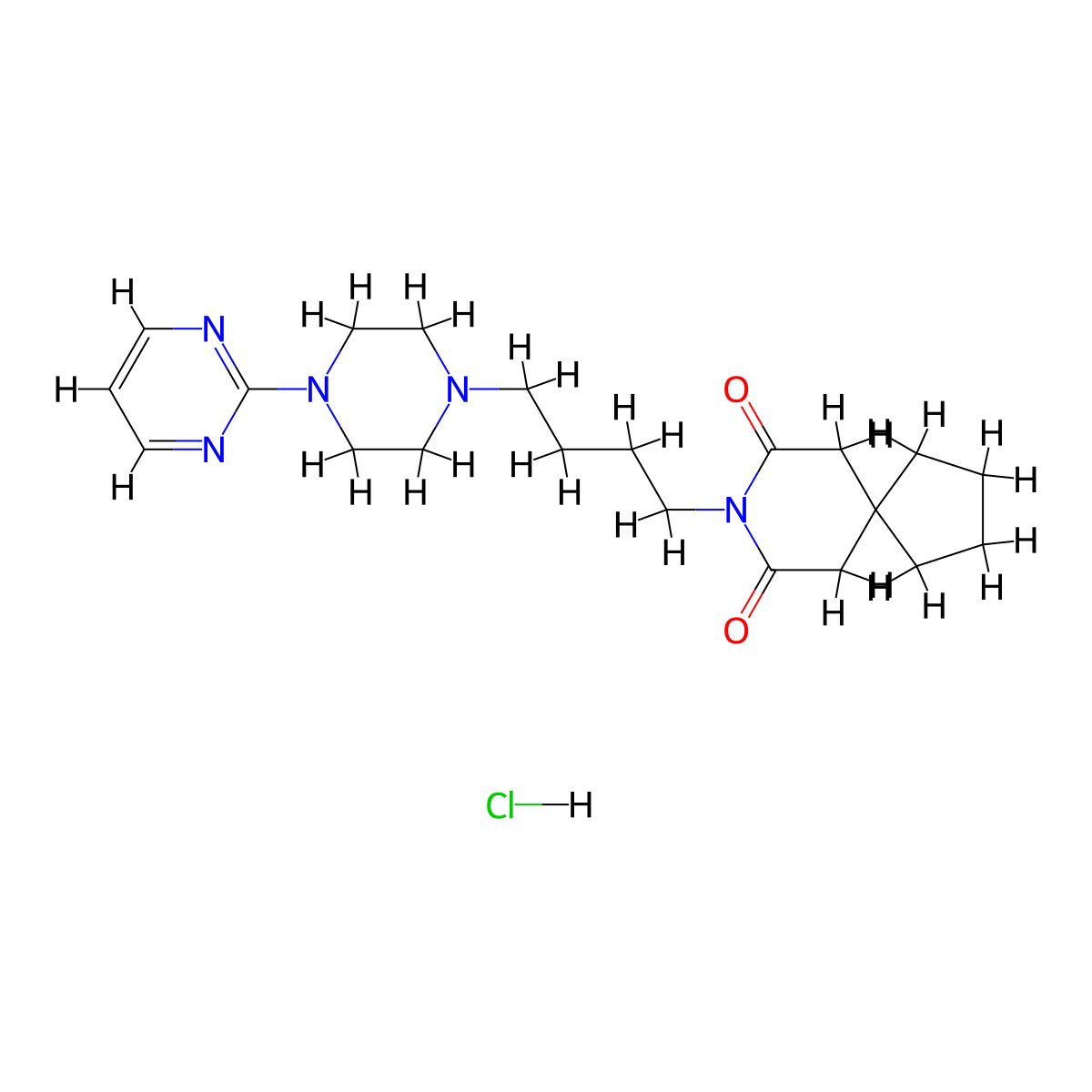Buspirone Hydrochloride molecular structure, CAS 33386-08-2