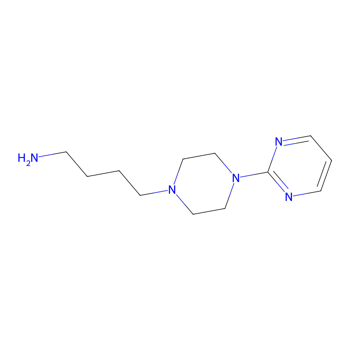 4-(2-Pyrimidinyl)-1-piperazinebutanamine molecular structure, CAS 33386-20-8