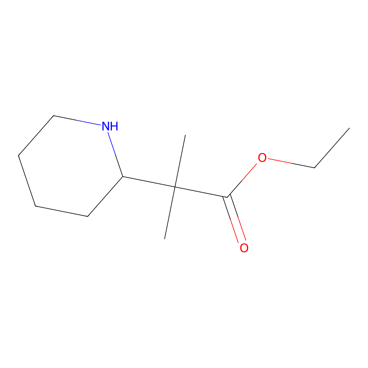 Ethyl 2-methyl-2-(piperidin-2-yl)propanoate molecular structure, CAS 33387-61-0