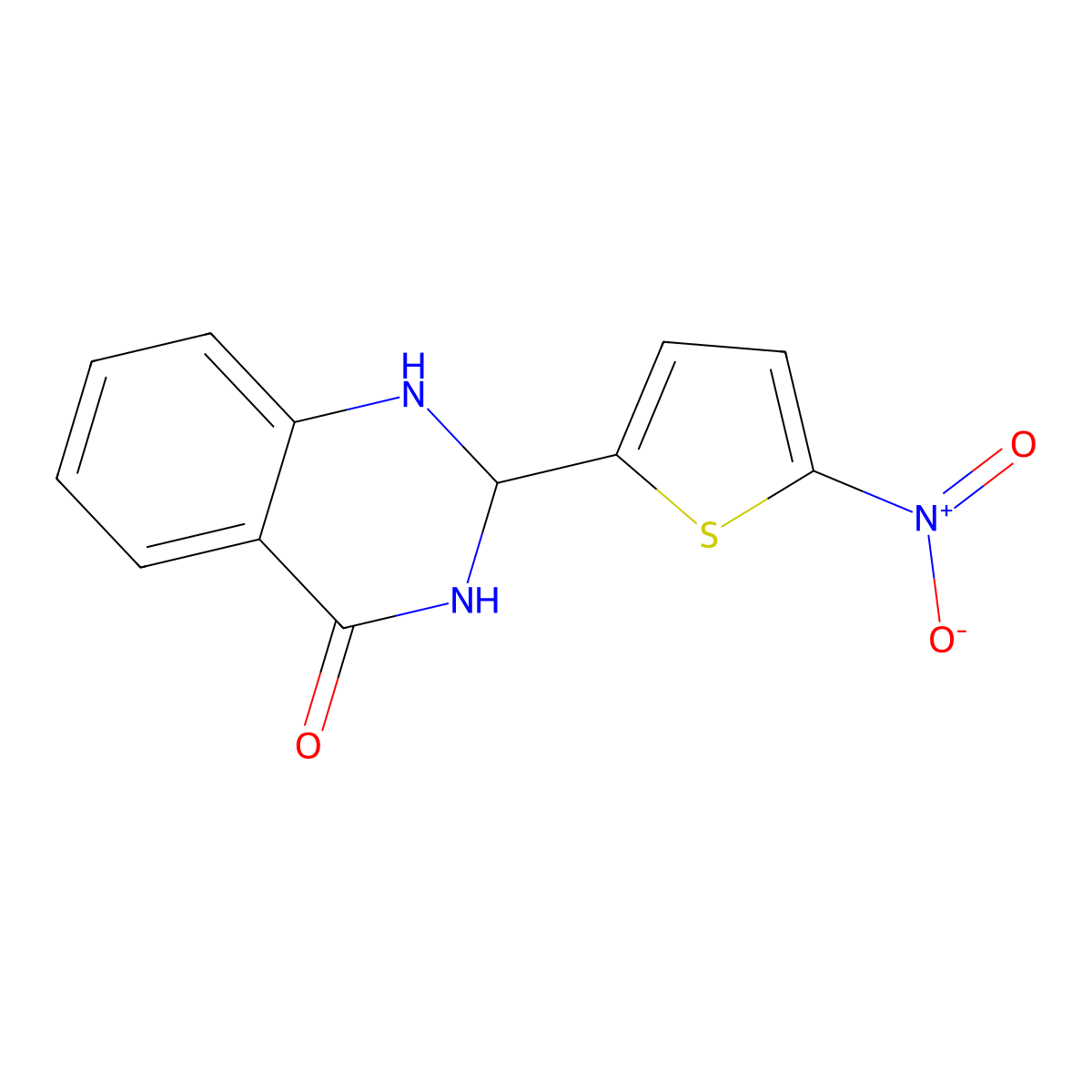 1,2-Dihydro-2-(5-nitro-2-thienyl)quinazolin-4(3H)-one molecular structure, CAS 33389-33-2