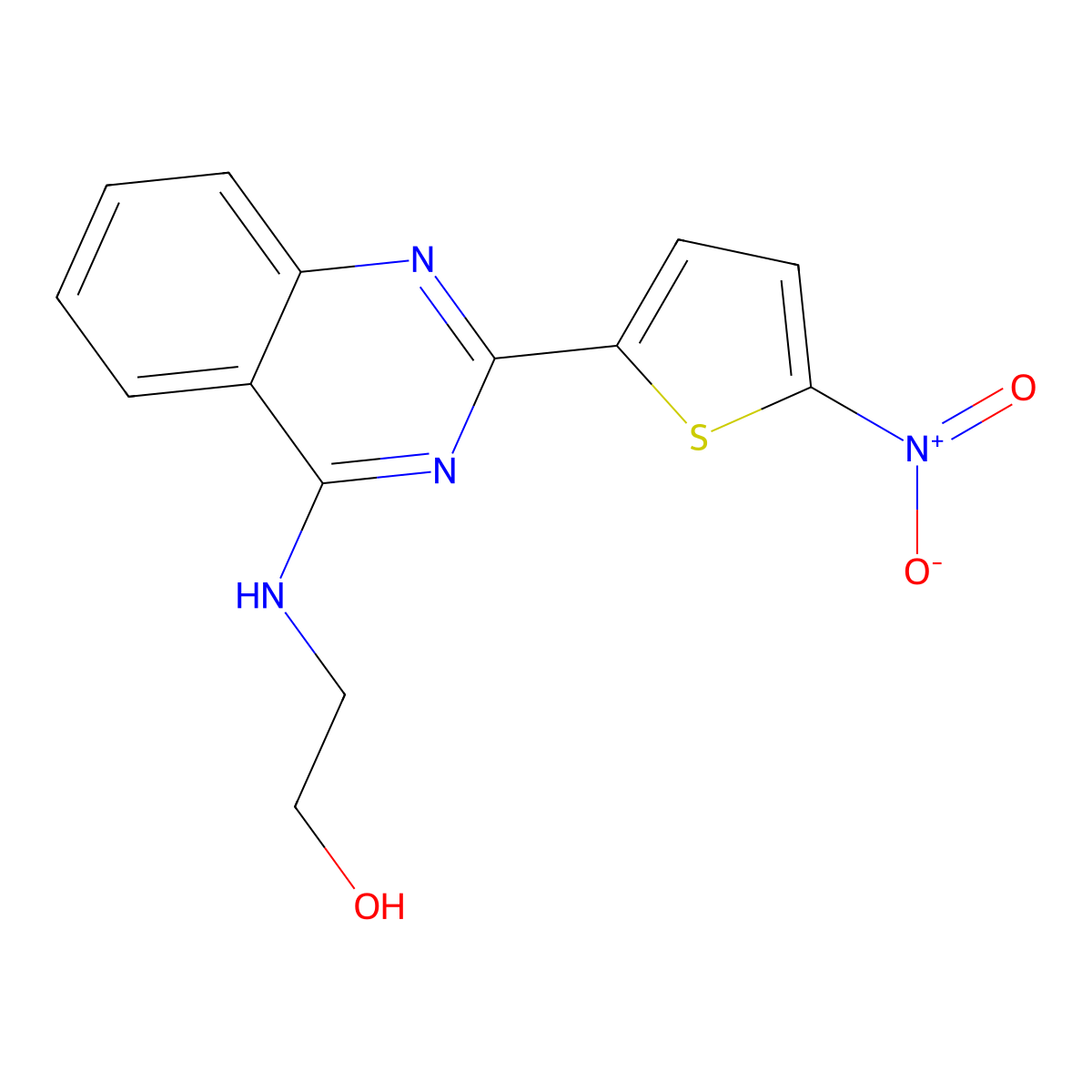 4-(2-Hydroxyethylamino)-2-(5-nitro-2-thienyl)quinazoline molecular structure, CAS 33389-36-5