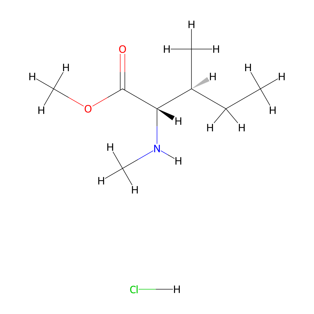 (2S,3S)-Methyl 3-methyl-2-(methylamino)pentanoate hydrochloride molecular structure, CAS 3339-43-3