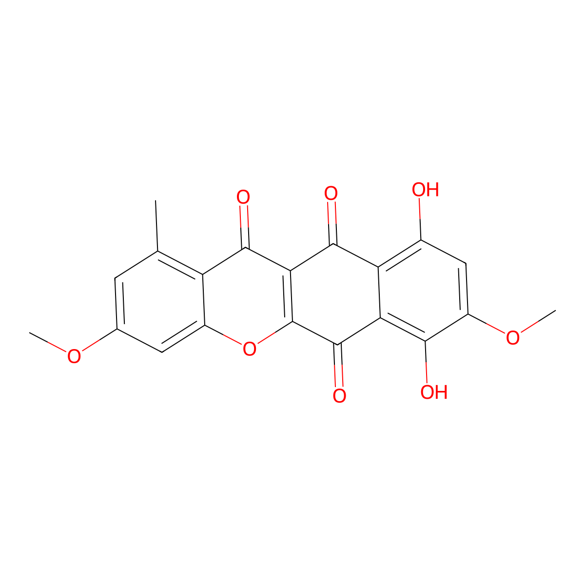 Bikaverin molecular structure, CAS 33390-21-5