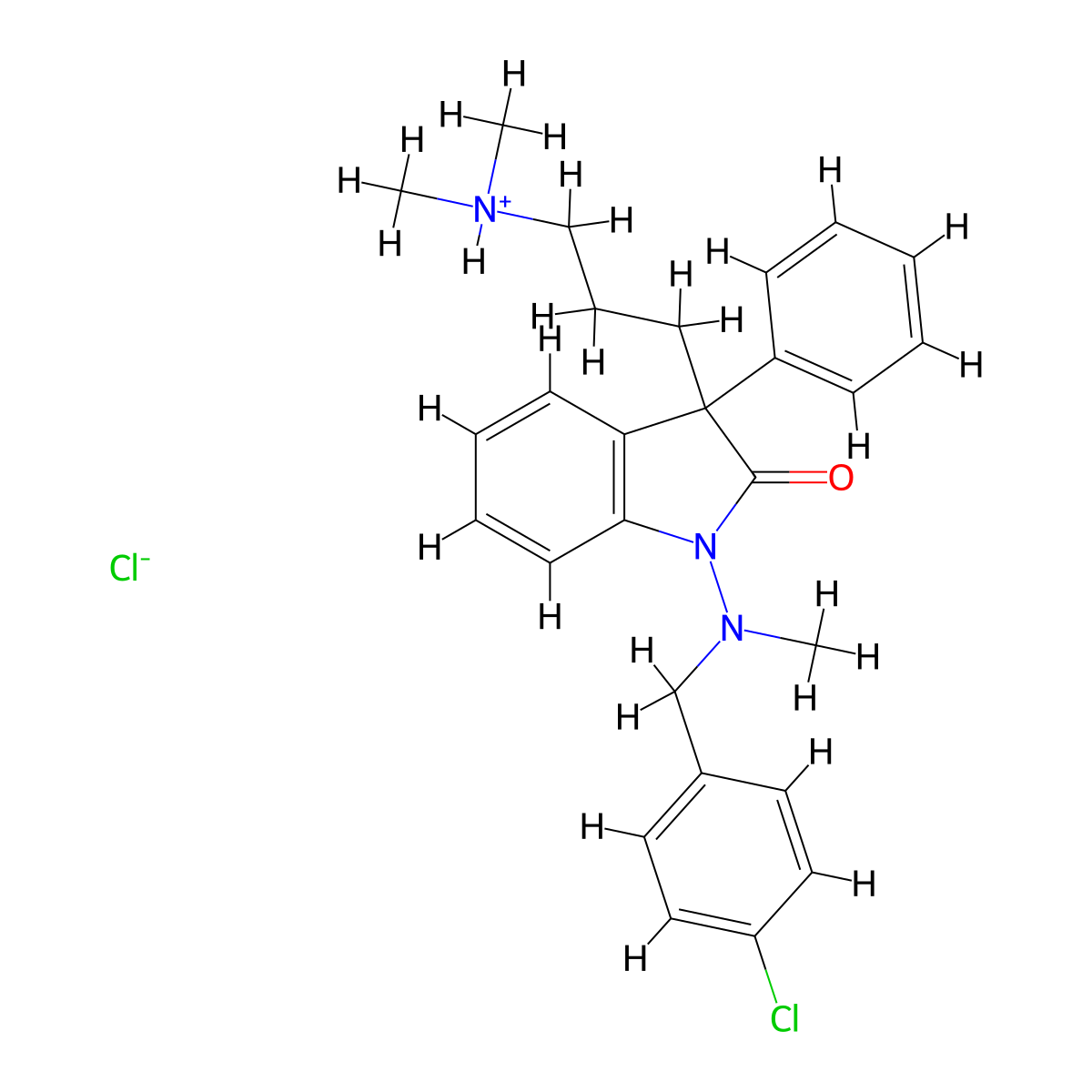 2-Indolinone, 1-((p-chlorobenzyl)methylamino)-3-(3-(dimethylamino)propyl)-3-phenyl-, monohydrochloride molecular structure, CAS 33391-16-1