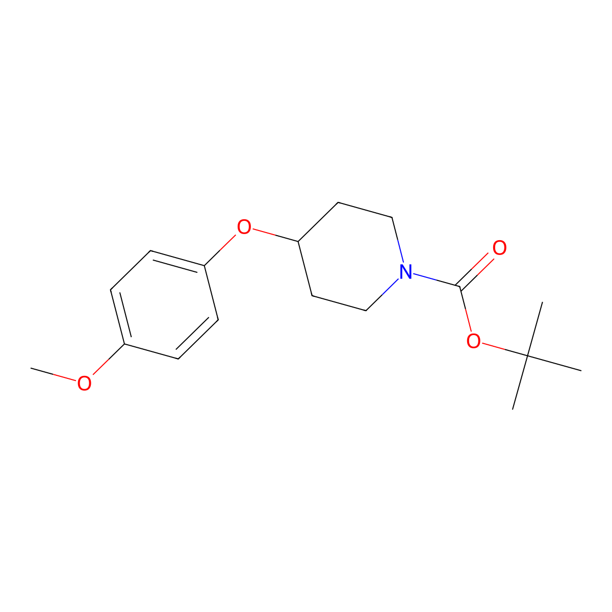 Tert-butyl 4-(4-methoxyphenoxy)piperidine-1-carboxylate molecular structure, CAS 333954-84-0